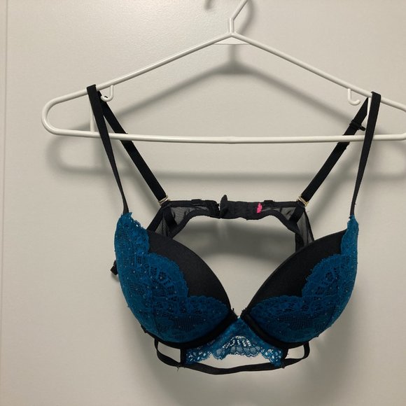 34C La Senza Teal and Black BEYOND SEXY Pushup bra with rhinestones - Picture 4 of 4